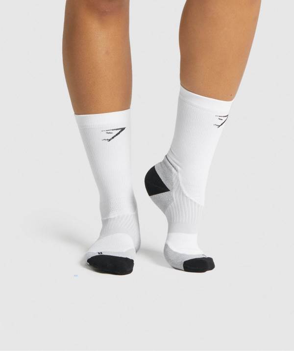 Panske Ponozky Gymshark Crew Performance Biele | RP6741025